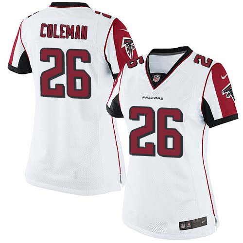 Women's Elite Tevin Coleman Nike Jersey White Road - #26 NFL Atlanta Falcons